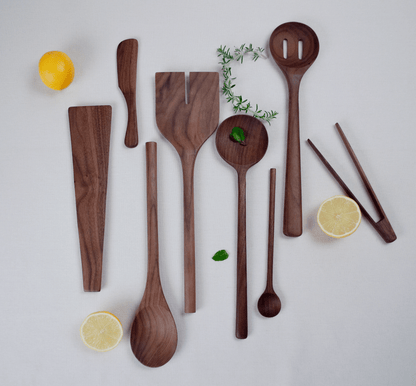 13” Walnut Wooden Salad Server Set