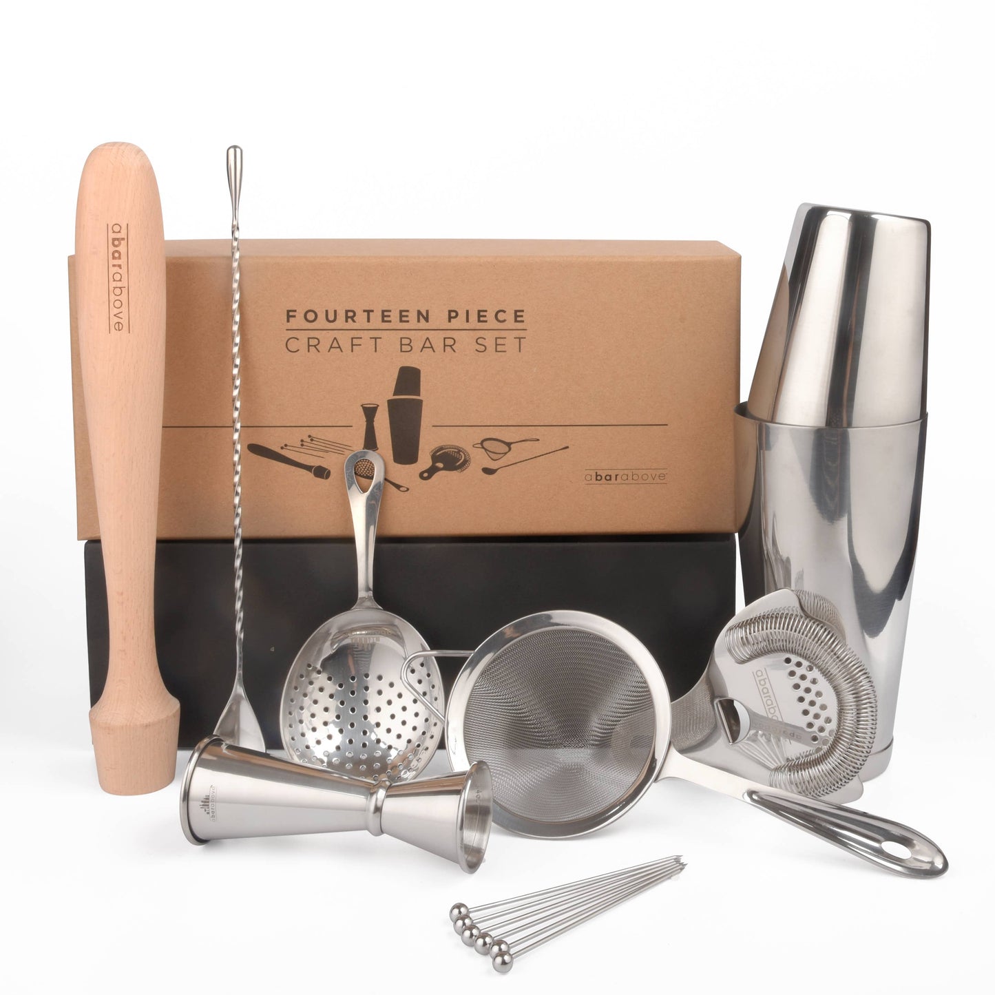 Craft Bar Set/Mixologist Cocktail Kit, Stainless (14 Piece)