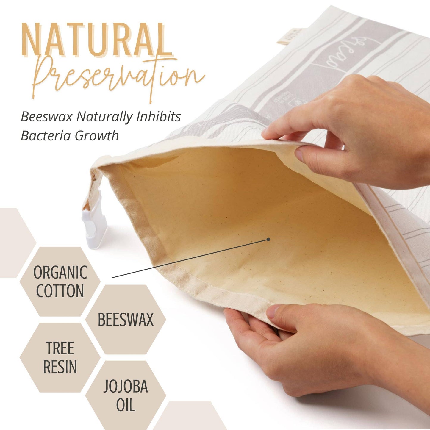 Nectar & Nest, Reusable Beeswax Bread Bags for Homemade Bread & Sourdough