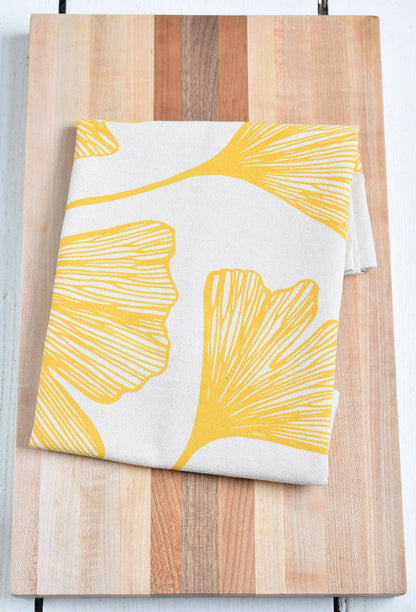 Ginkgo Leaf Tea Towel in Yellow