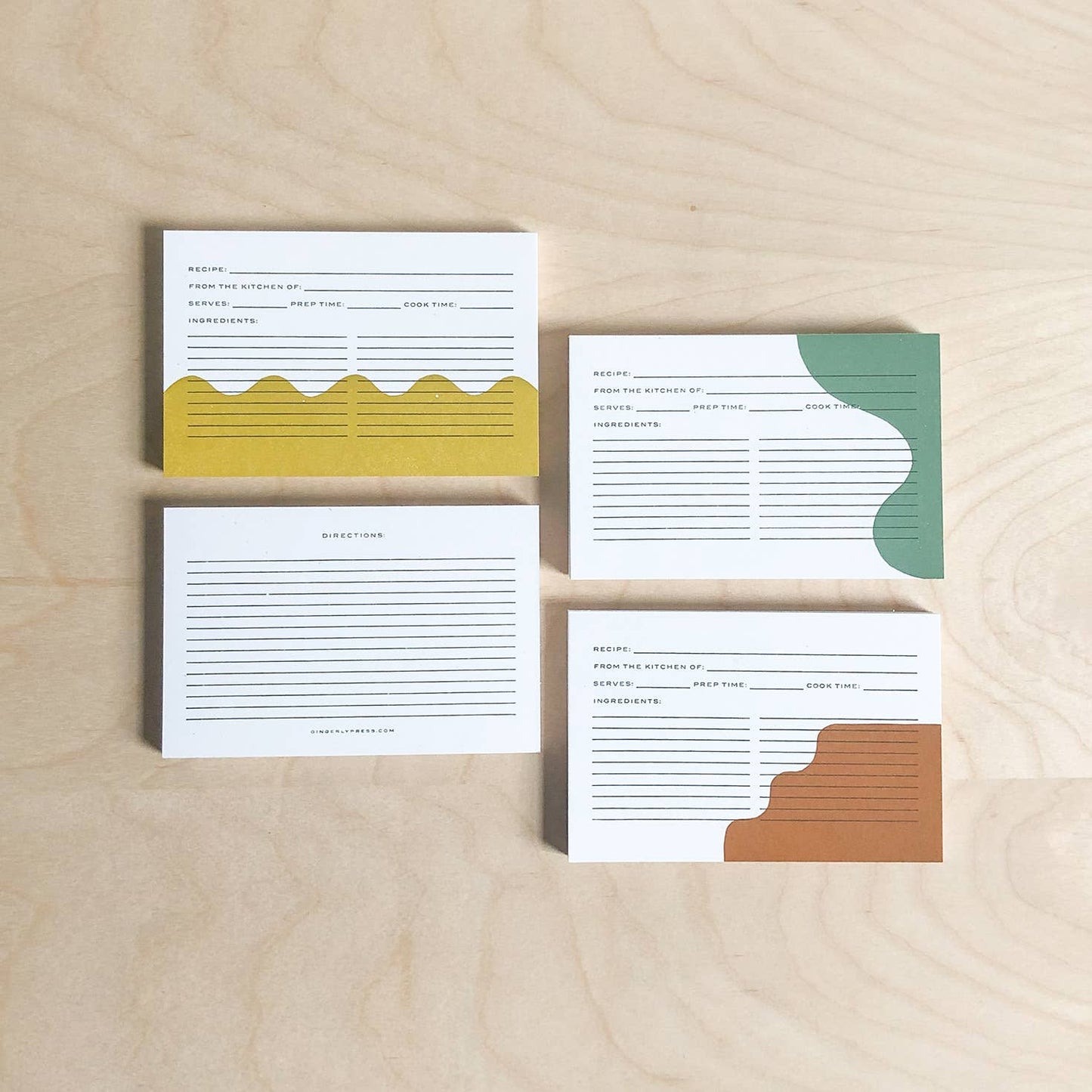 Gingerly Press, Rolling Hills Recipe Cards - Variety Pack