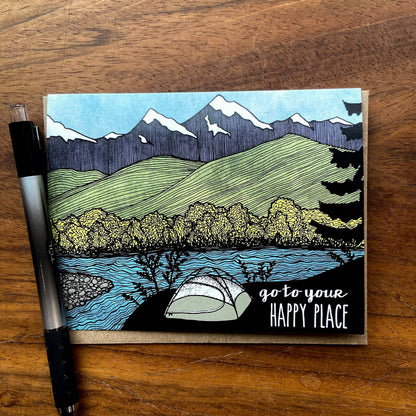 Red Umbrella, , Happy Camper Greeting Card