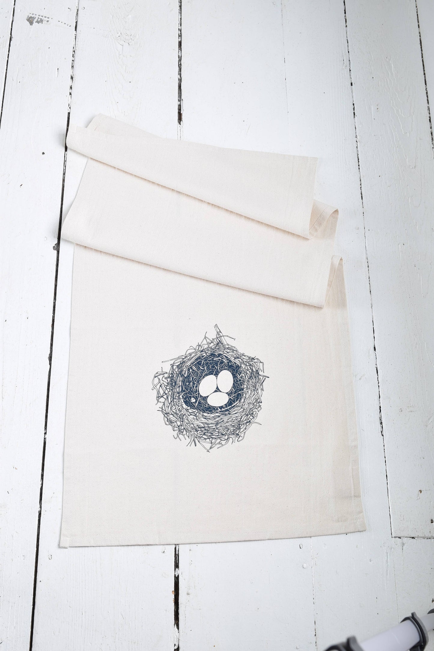 Bird's Nest Tea Towel in Dark Blue