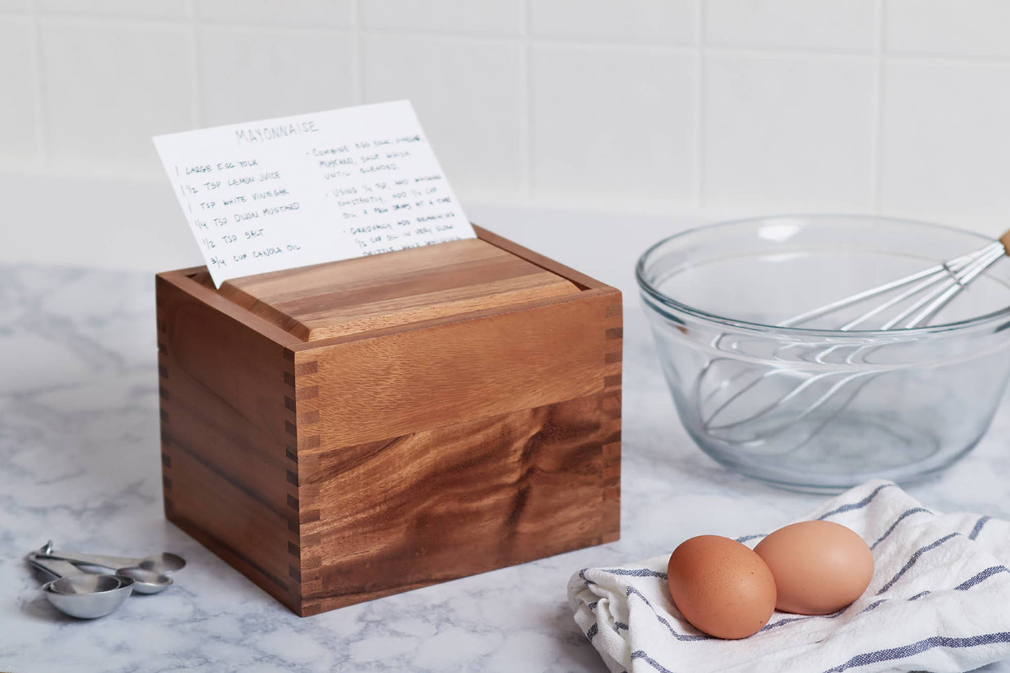 Ironwood, Acacia Recipe Box, 2 Compartment - 7"x 6"x 5.5"