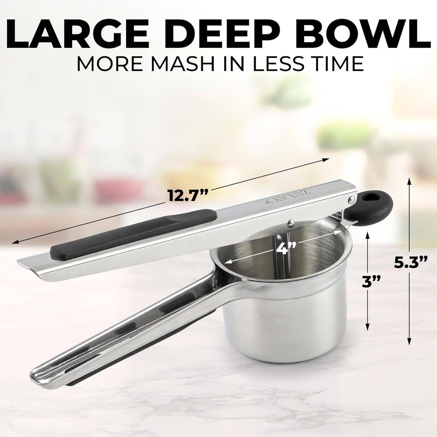 Zulay, 15oz Potato Ricer – Heavy-Duty Stainless Steel with 2 Discs